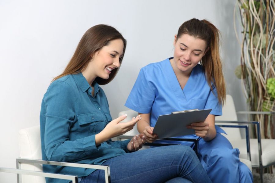 nurse assessing patient in detox